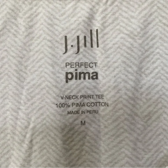 Lot of 2 J Jill Perfect Pima Patterned V-neck Tee T-Shirt Top size M Khaki Navy - Picture 5 of 9